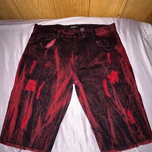 Diamond Stash Men's Jean Shorts Custom Dye Cut off Leg Style Red Size 40
